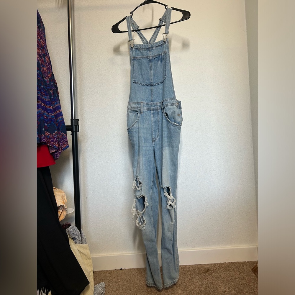 Distressed overalls